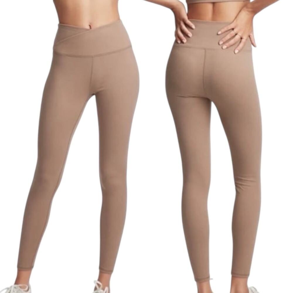 Sincerely Jules for Bandier Nutmeg Crossover High Waist Leggings L Athleisure